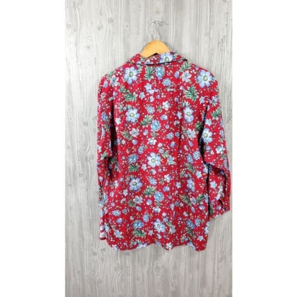 Vintage Cottagecore Pajama Set Red Floral Victoria Secret Cabincore - Picture 4 of 9